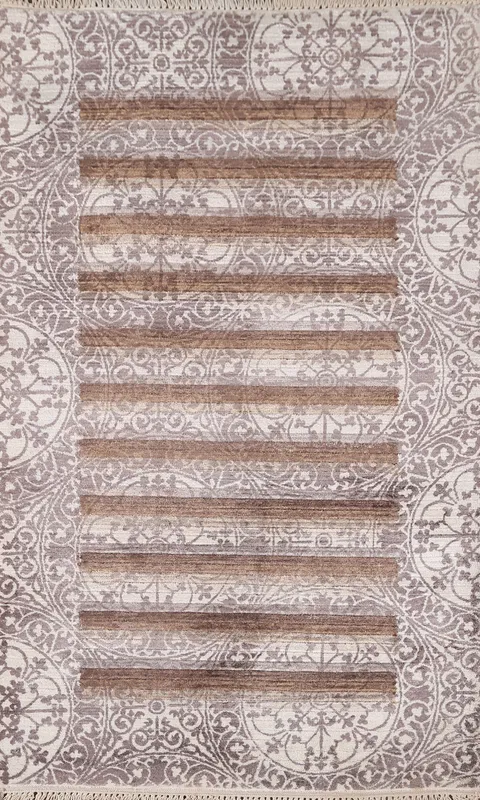 All-Over Striped Abstract Oriental Rug 3x5