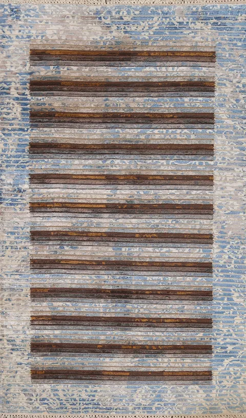 Handmade Modern Indian Abstract Rug 3x5