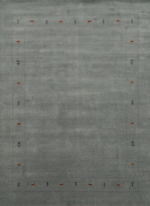 Slate Wool Tribal Gabbeh Indian Area Rug 8x10