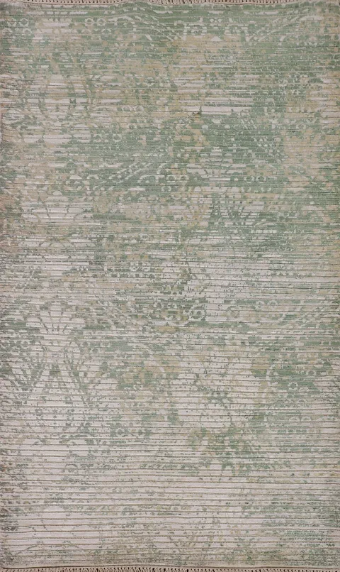 Green Striped Modern Abstract Rug 3x5