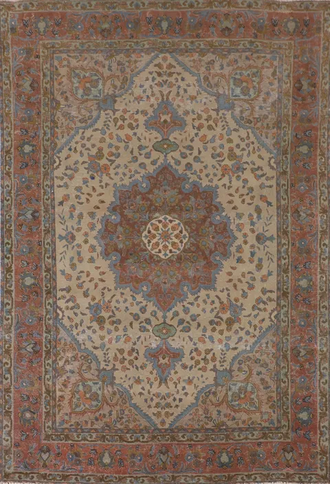Vintage Wool Tabriz Persian Area Rug 6x9