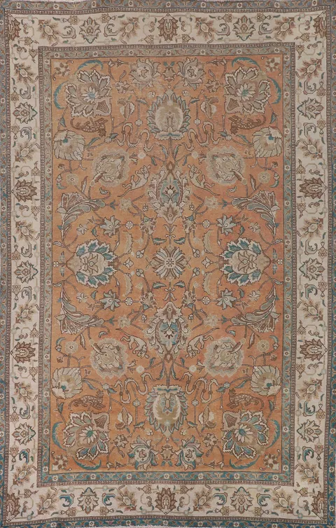 All-Over Floral Tabriz Persian Area Rug 7x11