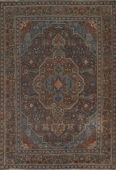 Gray Geometric Tabriz Persian Area Rug 7x10