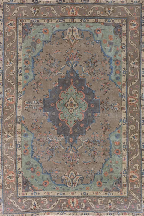 Vintage Wool Tabriz Living Room Rug 6x10