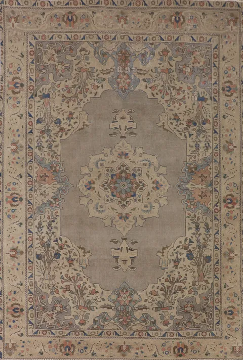 Vintage Wool Tabriz Persian Area Rug 7x9