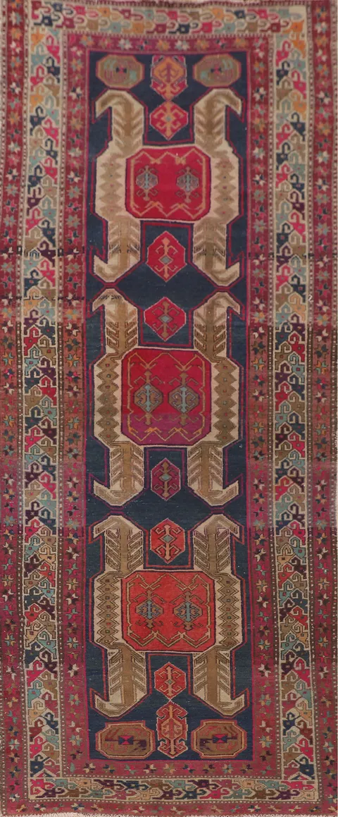 Navy Blue Meshkin Persian Runner Rug 4x12