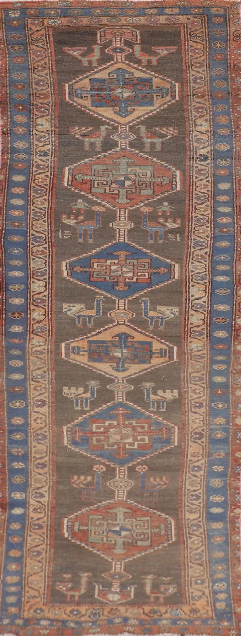 Tribal Wool Ardebil Persian Runner Rug 3x11