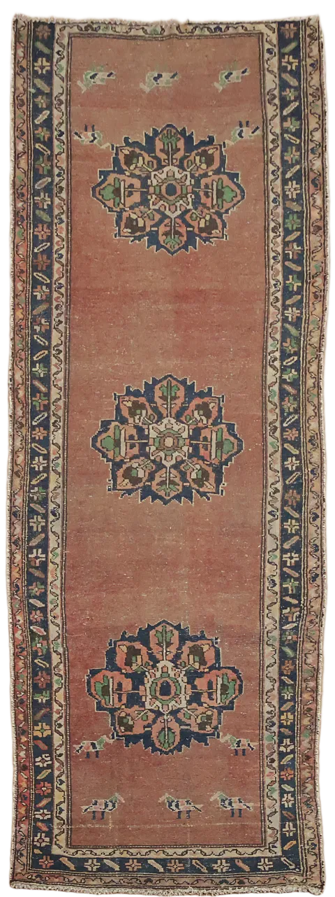 Vintage Wool Hamedan Persian Runner Rug 3x9