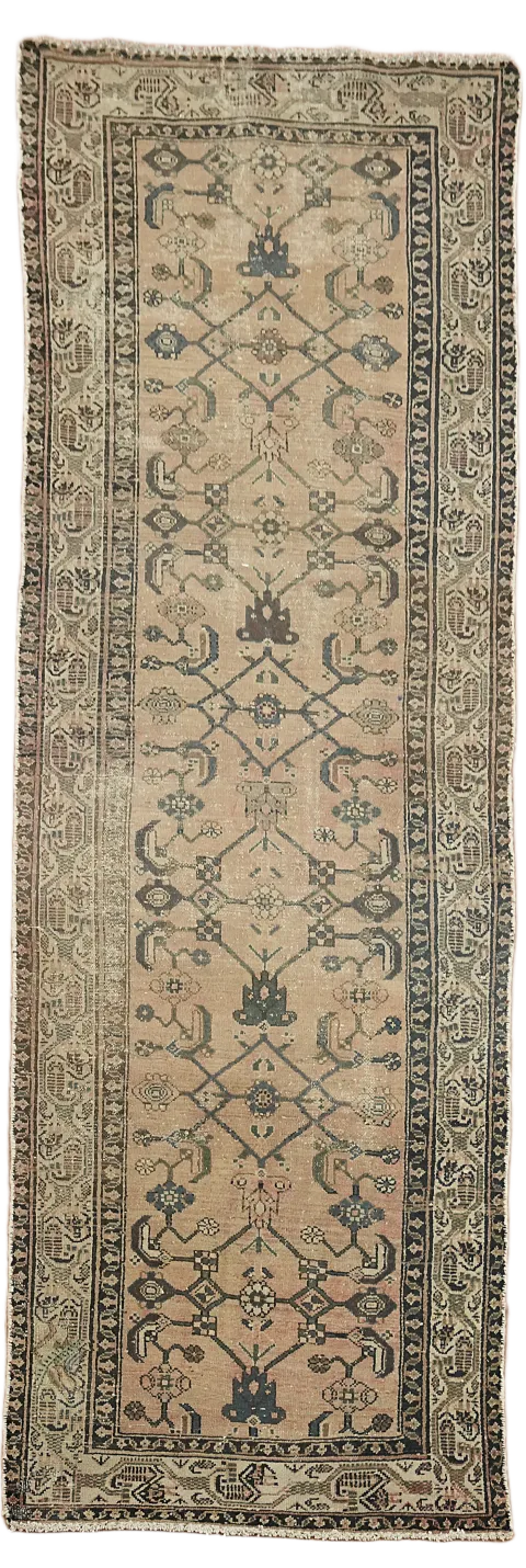Geometric Hamedan Persian Runner Rug 3x10
