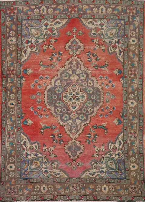 Vintage Wool Tabriz Persian Rug 5x6