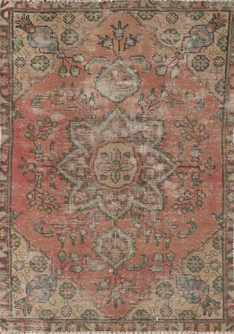 Distressed Wool Tabriz Persian Rug 3x5