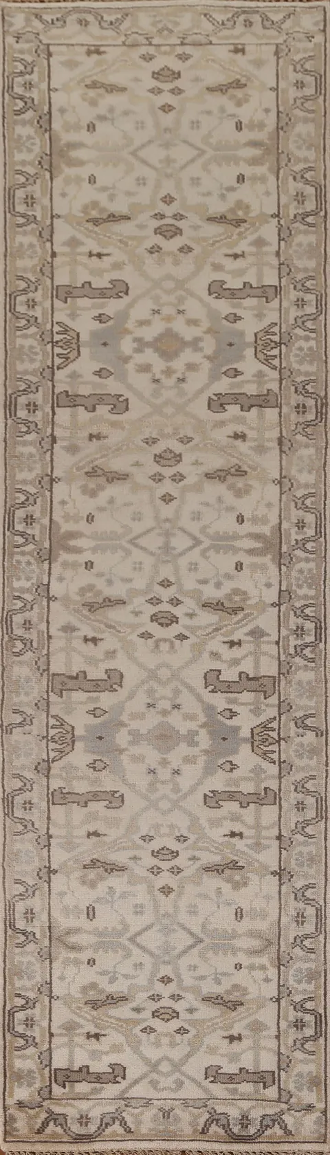 Ivory Oushak Oriental Runner Rug 3x12