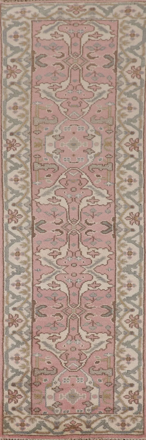 Light Pink Oushak Oriental Runner Rug 3x10