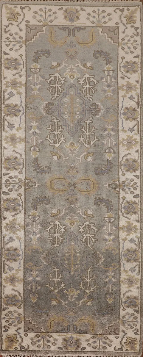 Earth Tone Wool Oushak Oriental Runner Rug 3x8