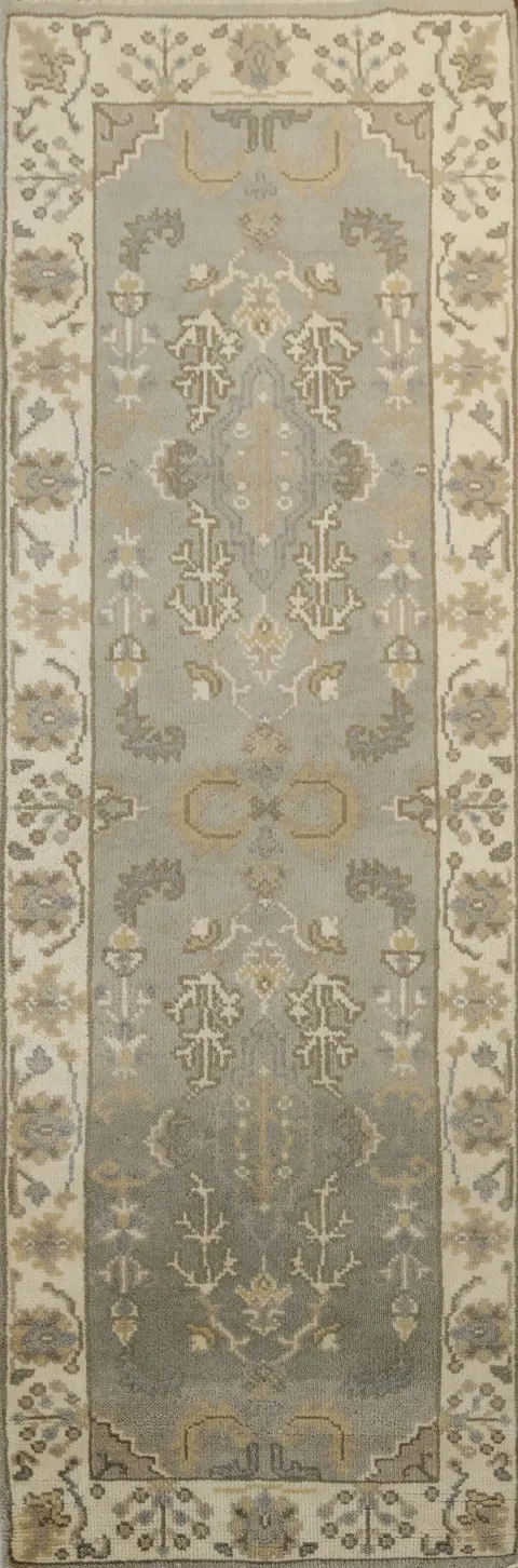 Earth Tone Wool Oushak Oriental Runner Rug 3x8