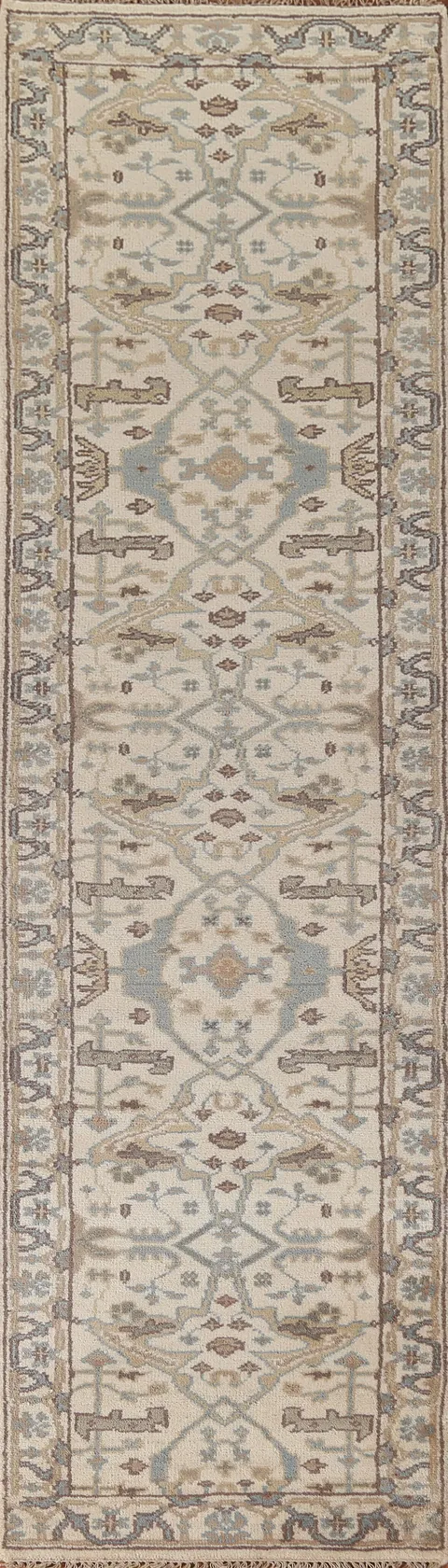 All-Over Ivory Oushak Oriental Runner Rug 3x12