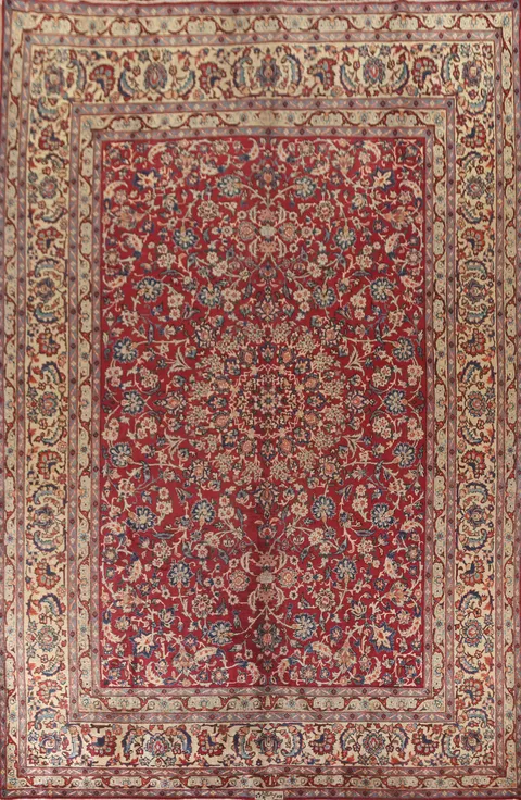 Handmade Floral Kerman Persian Large Rug 10x14