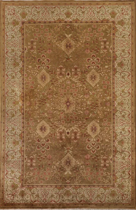 Handmade Gold Aubusson Oriental Area Rug 6x9
