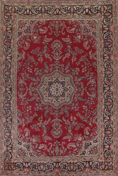 Antique Vegetable Dye Yazd Persian Area Rug 8x12