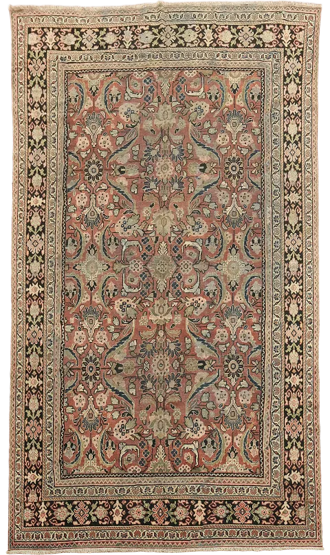 Pre-1900 Antique Floral Mahal Persian Area Rug 9x13