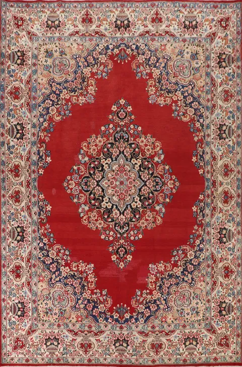 Vintage Floral Kerman Persian Area Rug 9x12