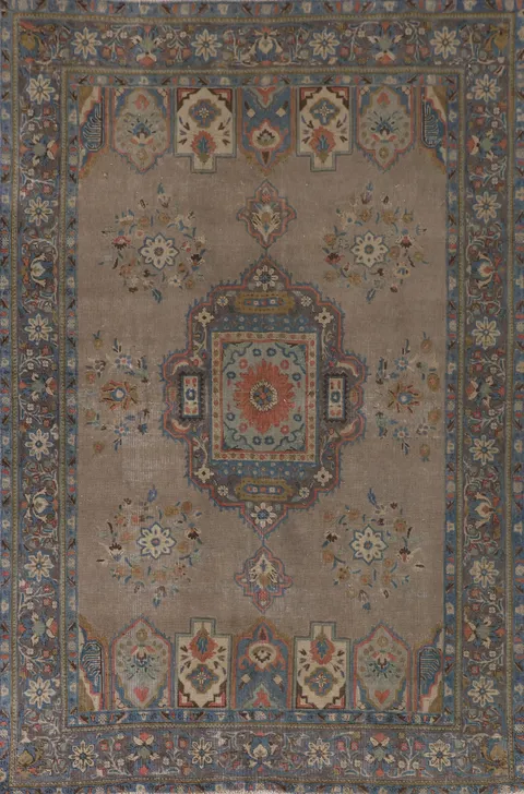 Brown Geometric Bakhtiari Persian Area Rug 7x9