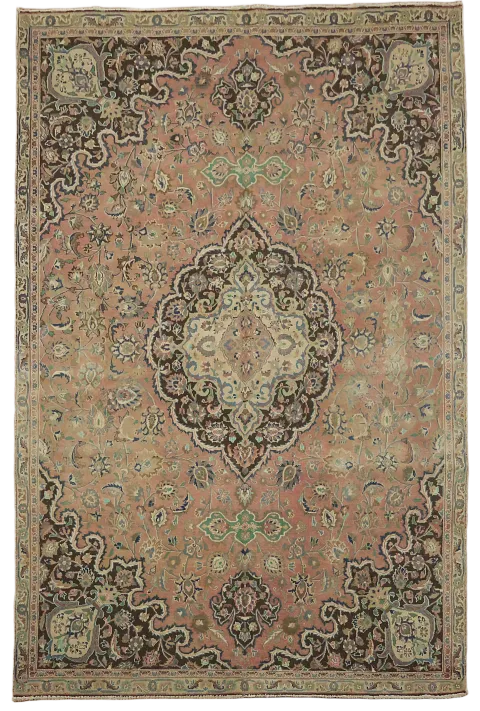 Vintage Traditional  Pinkish Tone Mashad Persian Rug 7'x10'