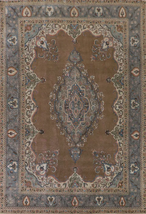 Brown Over Dyed Tabriz Persian Area Rug 9x13