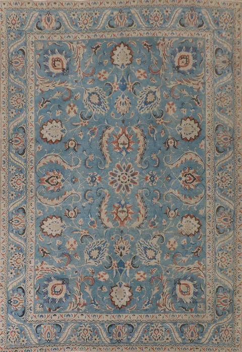Over Dyed Blue Tabriz Persian Area Rug 9x13