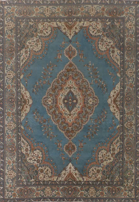 Over Dyed Blue Tabriz Persian Area Rug 10x13