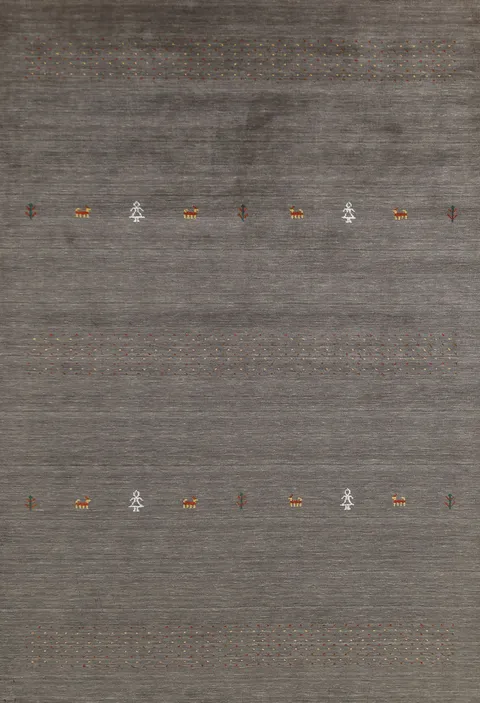 Elegant Gray Rug with Subtle Embroidered Animal Motifs