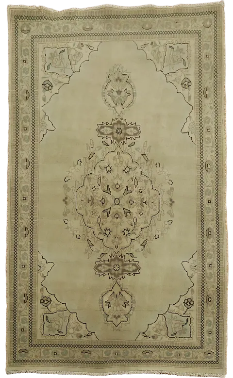 Geometric Wool Tabriz Persian Rug 4x5