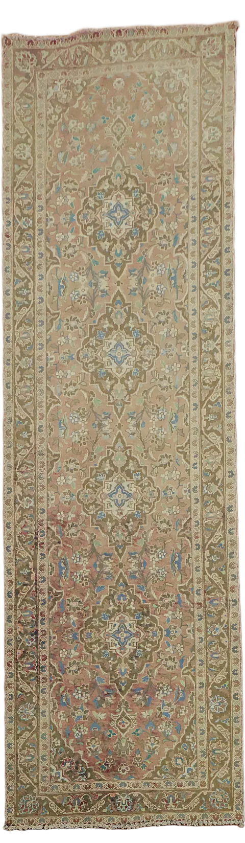 Handmade Wool Kashan Persian Runner Rug 3x11