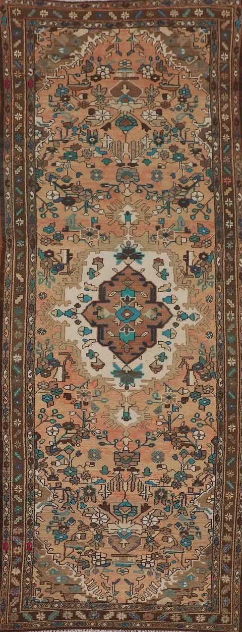 Vintage Wool Hamedan Persian Runner Rug 4x11