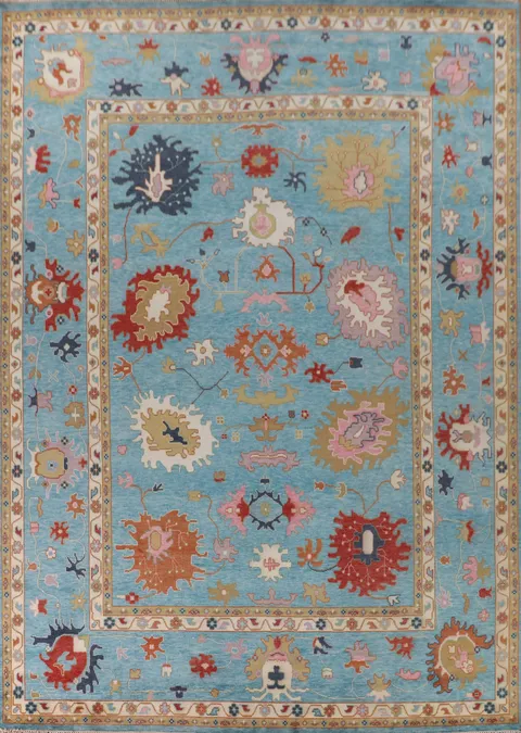 Palace Size Blue Floral Oushak Oriental Rug 12x15