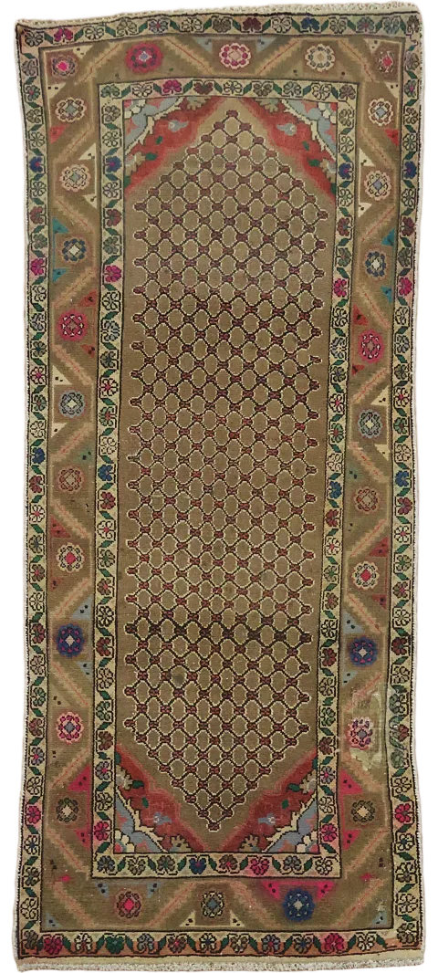 Brown Geometric Koliaei Persian Rug 3x6
