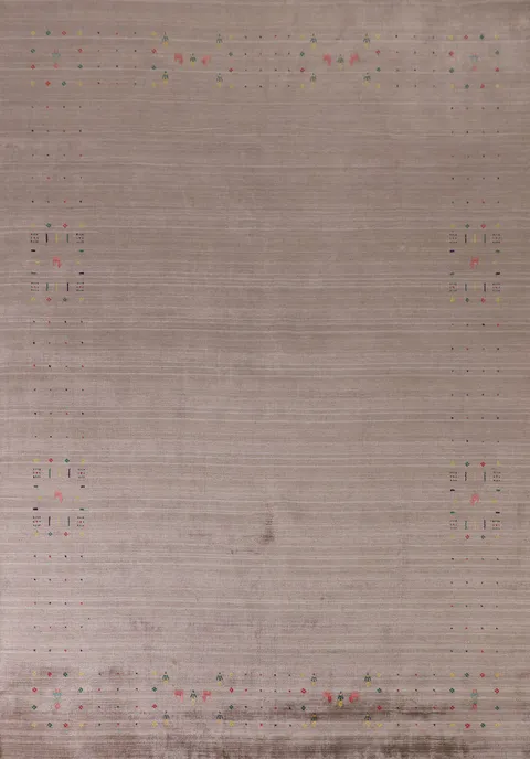 Striped Beige Gabbeh Oriental Area Rug 7x10