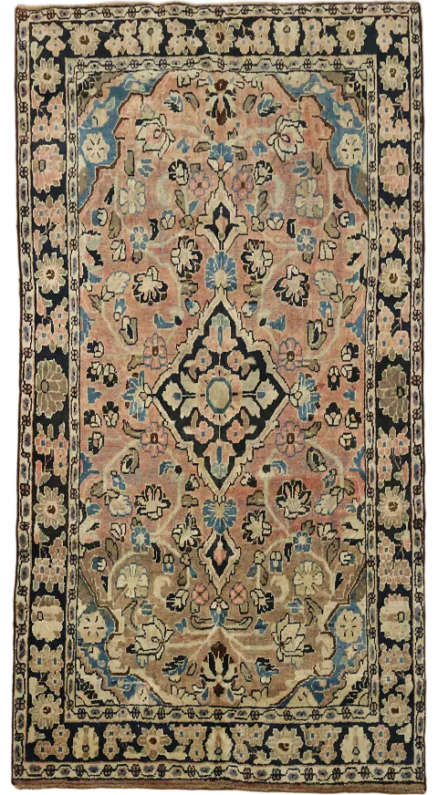 Antique Floral Wool Mahal Persian Accent Rug 4x6