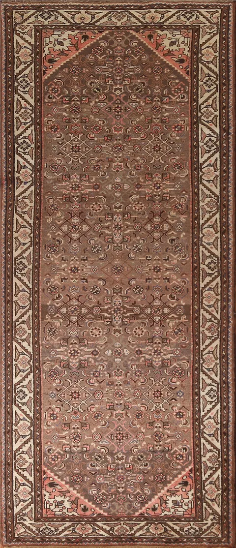 Geometric Hamedan Persian Runner Rug 4x10