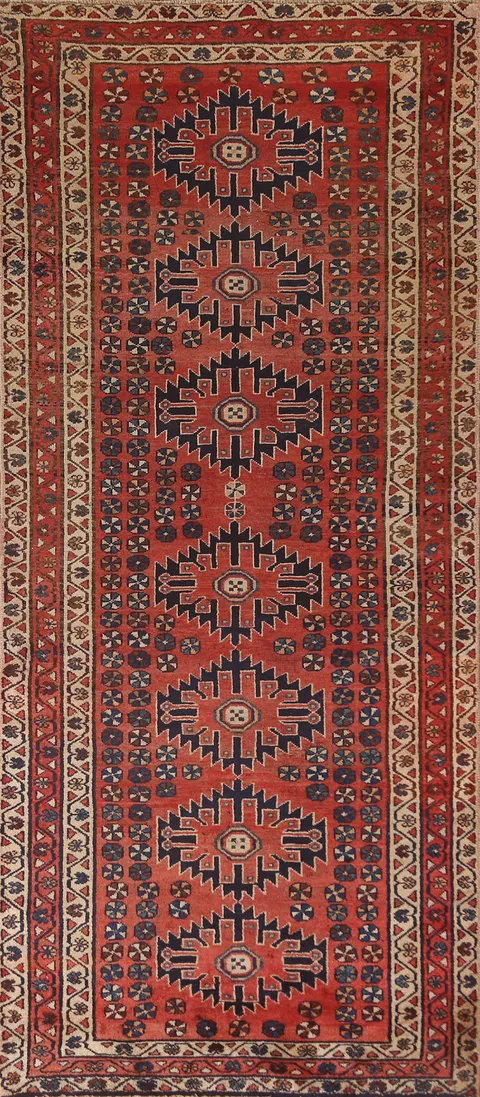 Geometric Wool Sirjan Persian Runner Rug 4x9