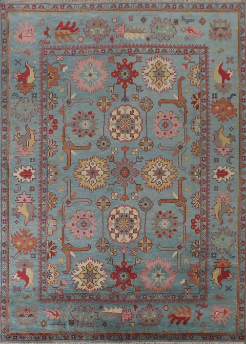 All-Over Blue Oushak Oriental Area Rug 9x12