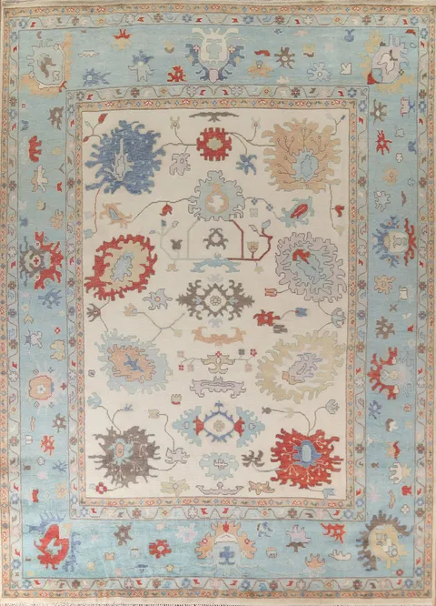 Handmade Floral Oushak Oriental Large Rug 12x15