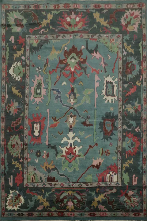 Majestic Oushak Area Rug 8x10 with Bold Colors and Unique Design
