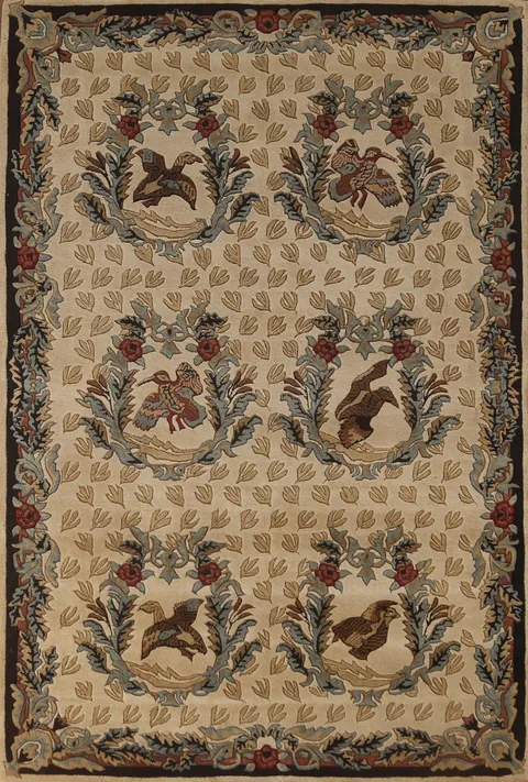 Animal Pictorial Aubusson Indian Area Rug 5x8