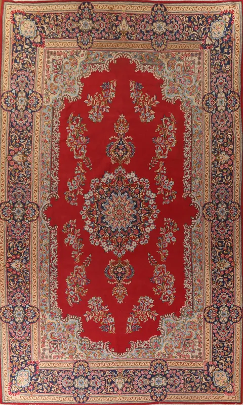 Vintage Floral Red Kerman Persian Large Rug 10x16
