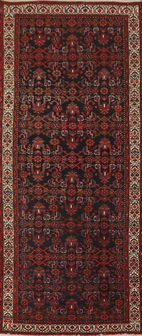 All-Over Hamedan Persian Runner Rug 4x10