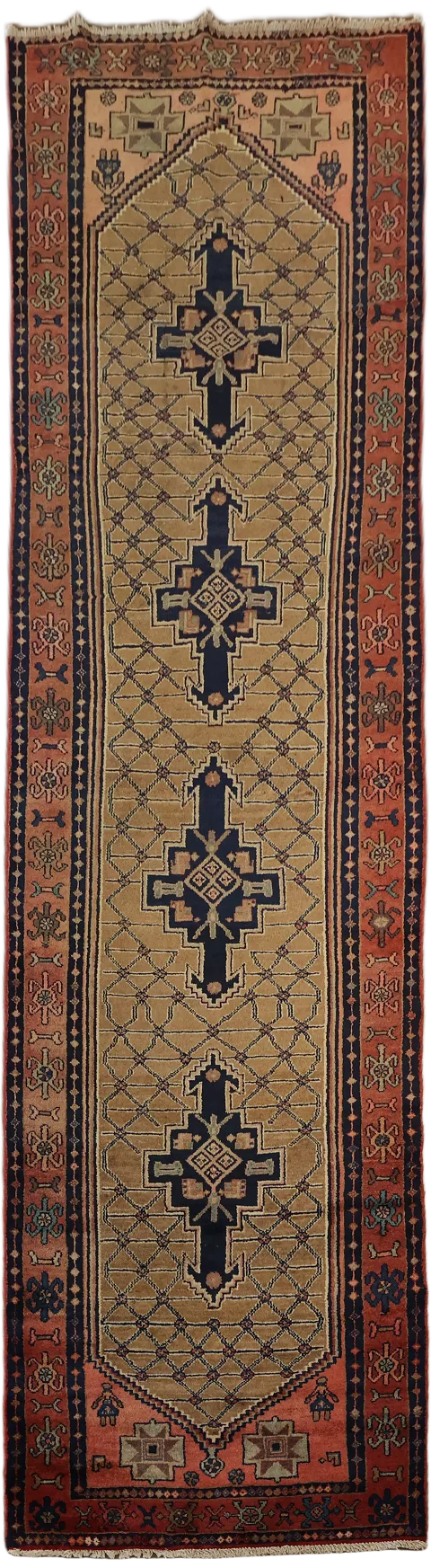 Vintage Wool Koliaei Persian Runner Rug 3x12