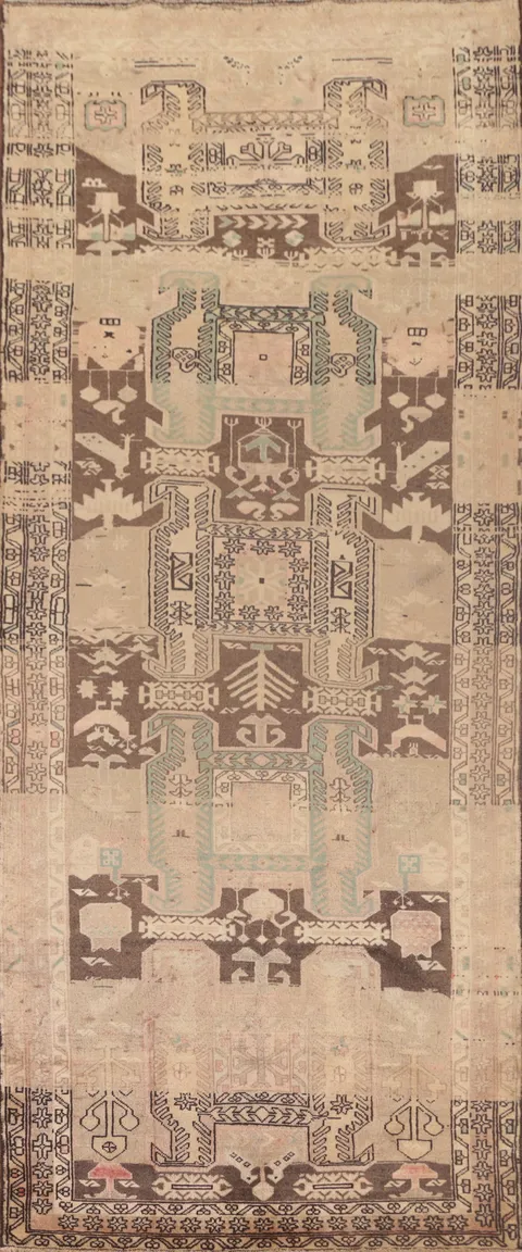Vintage Wool Meshkin Persian Runner Rug 4x10
