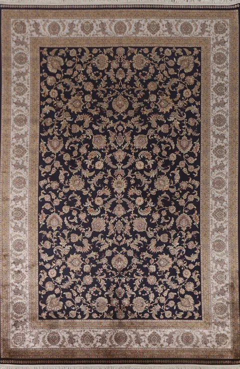 Dark Navy Blue Tabriz Traditional Area Rug 6x10