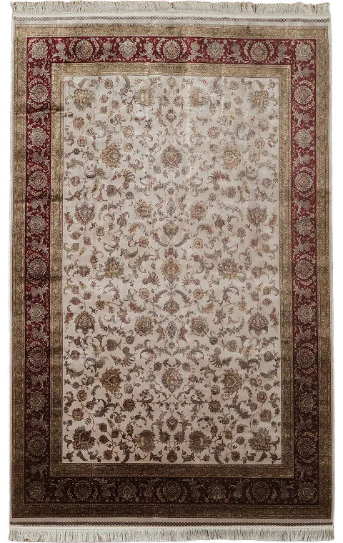 Silk Floral Tabriz Traditional Area Rug 7x10